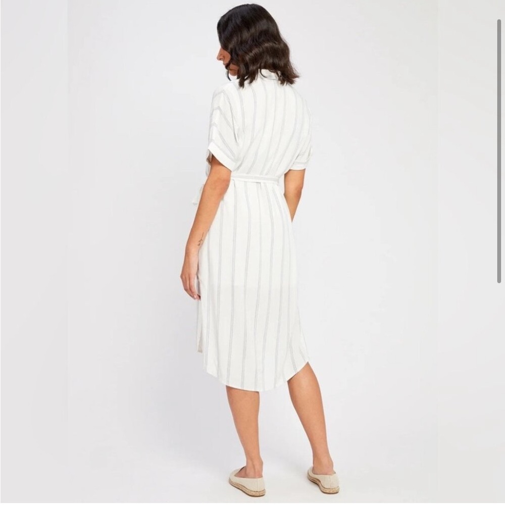 Gentle Fawn "Kaysey" Navy White Pinstripe Button Down Dress - Picture 11 of 14